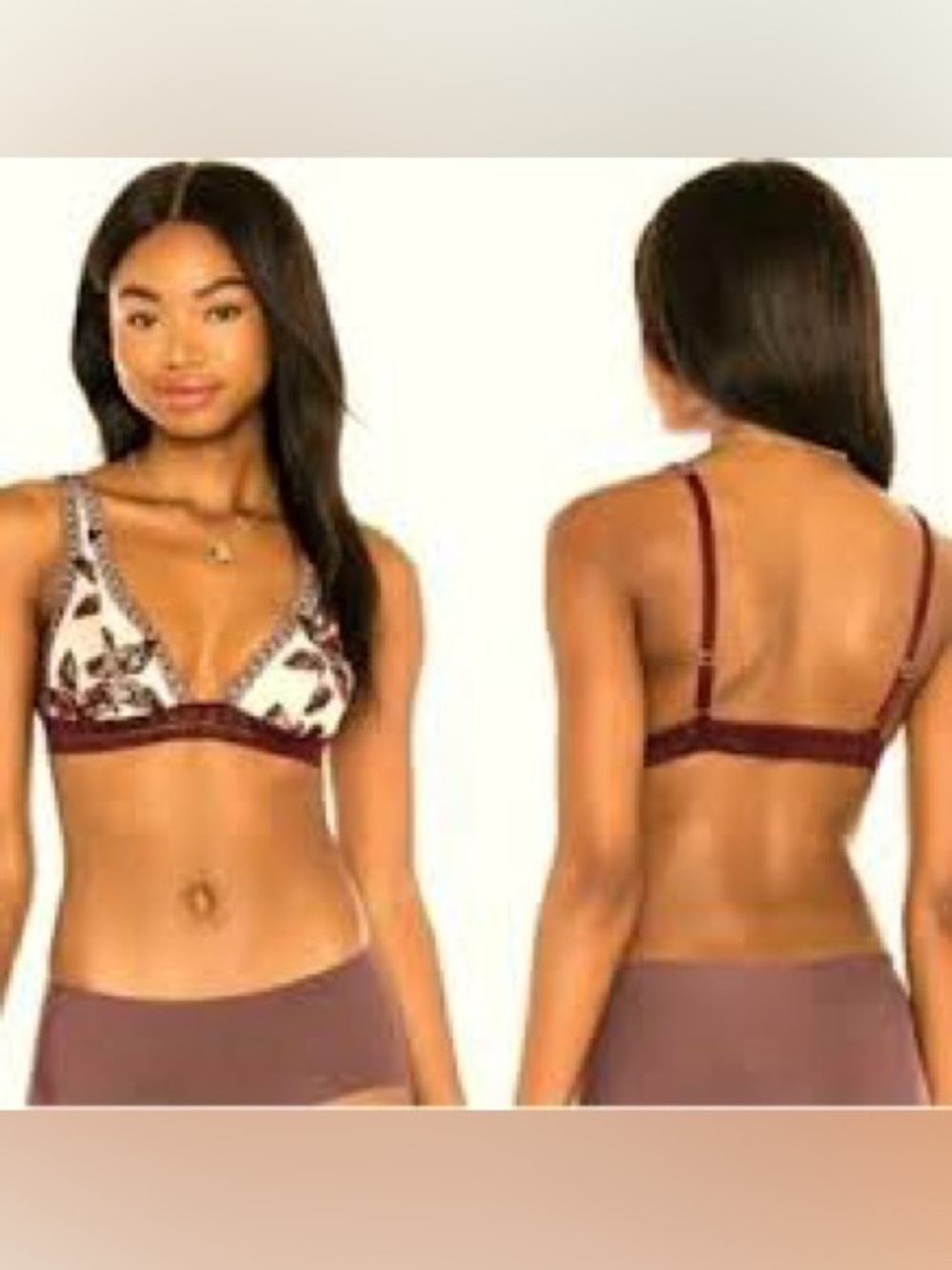 Free People Intimately Alia Dusty Rose & Wine, Black set Floral Lace Bralettes - Picture 3 of 11